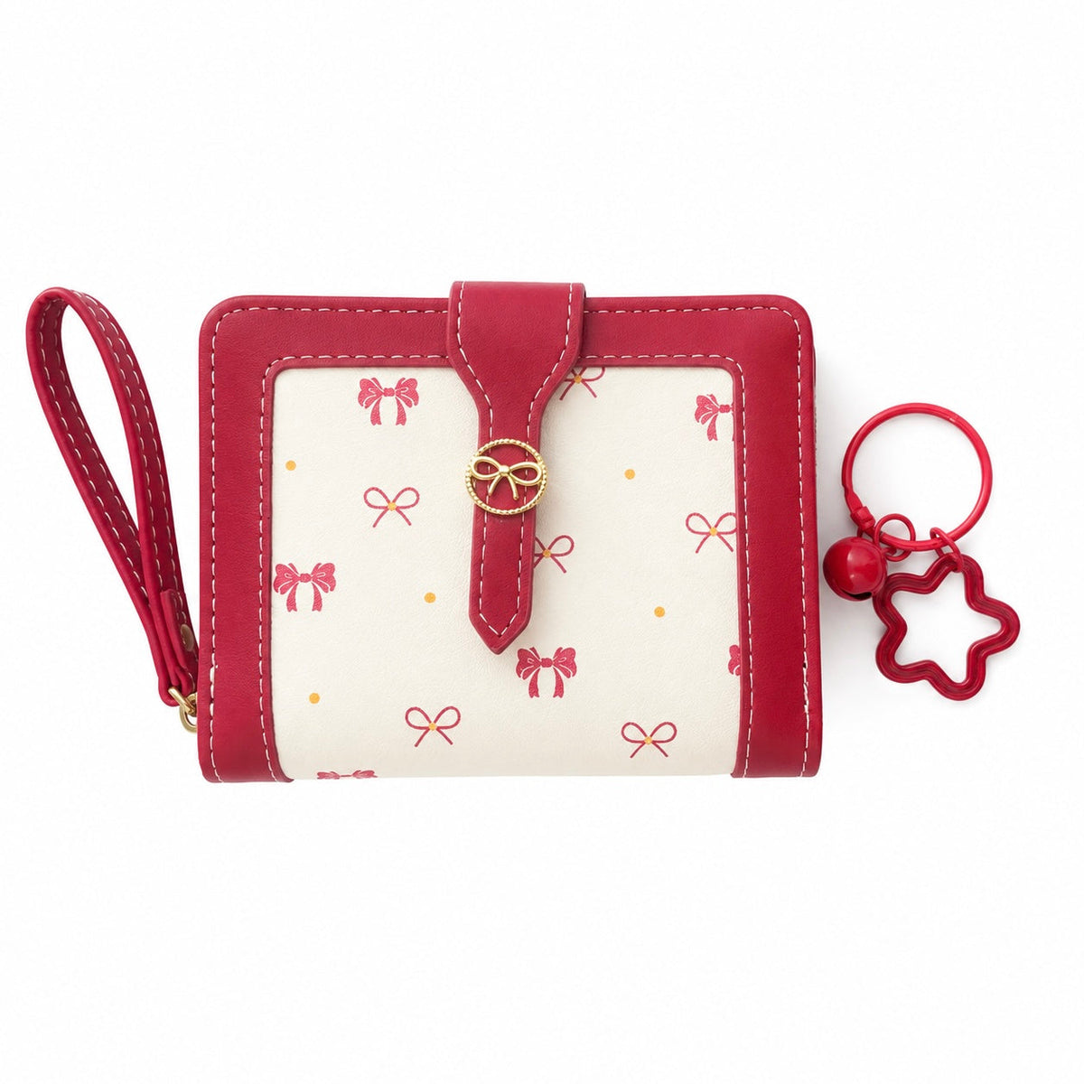 Bow Print Mini Wristlet Wallet with Keychain
