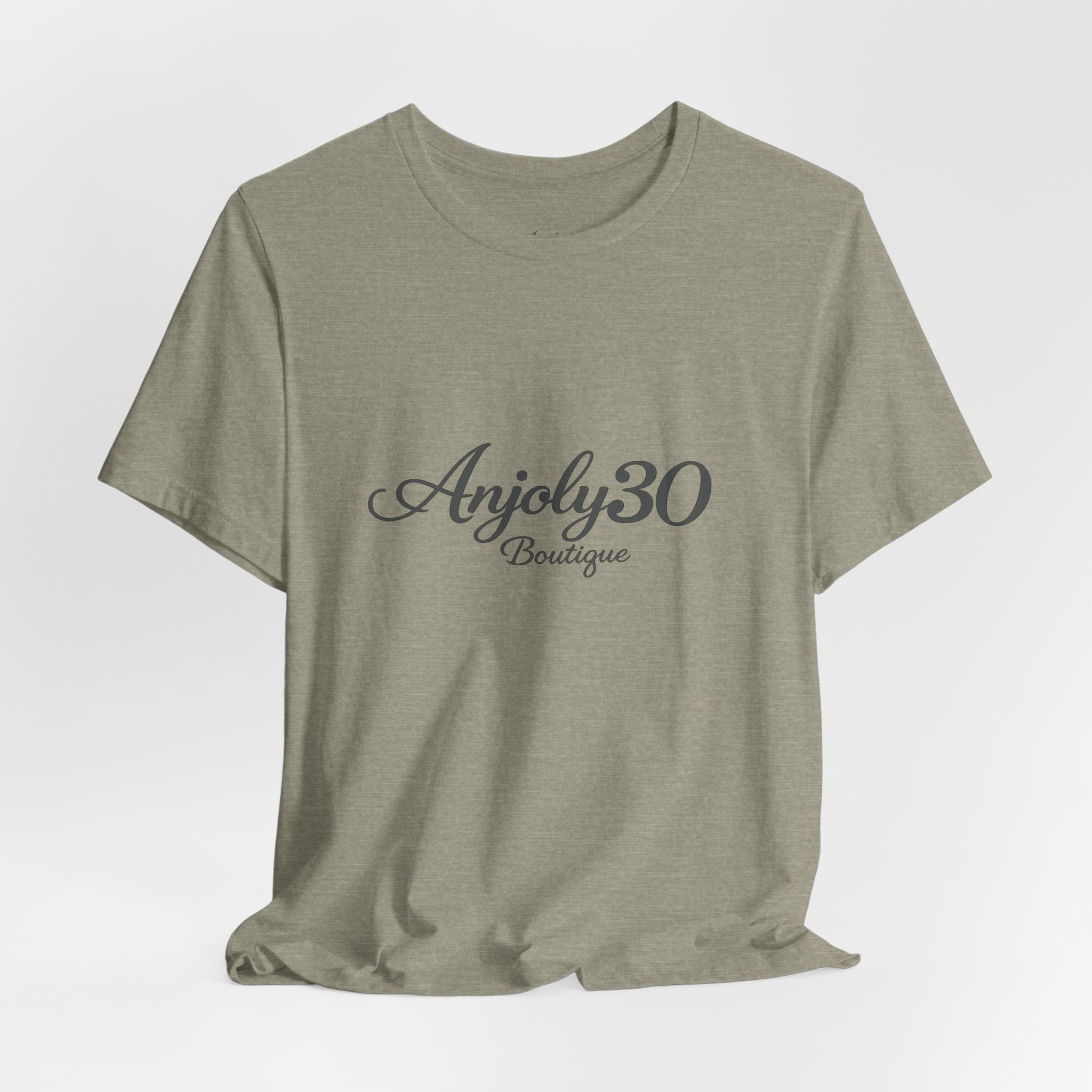 Anjoly30 Boutique Logo Tee – Elegant Script Short Sleeve T-Shirt