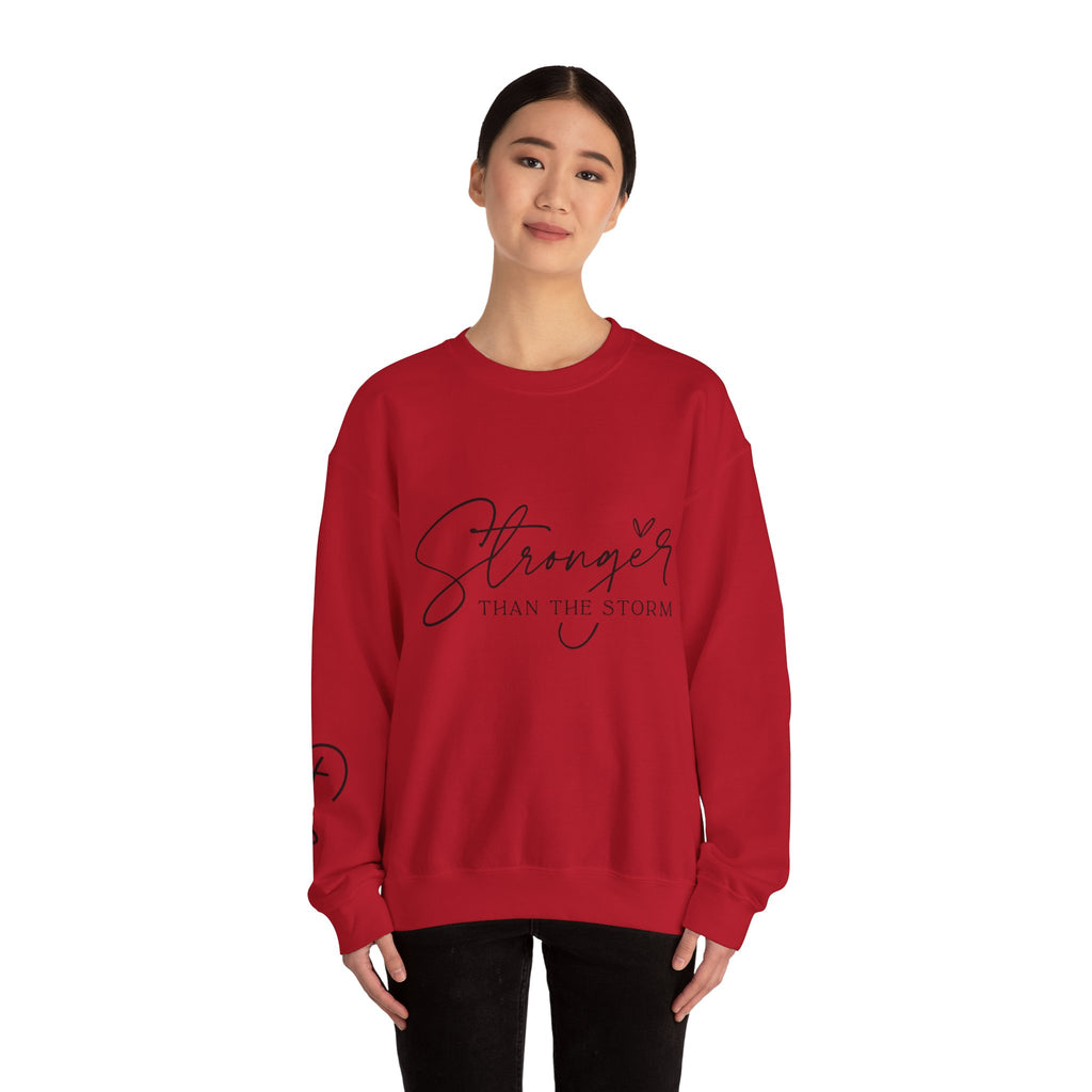 Stronger Than the Storm Sweatshirt, Inspirational Crewneck, Unisex Comfort, Gift for Her, Cozy Casual Wear