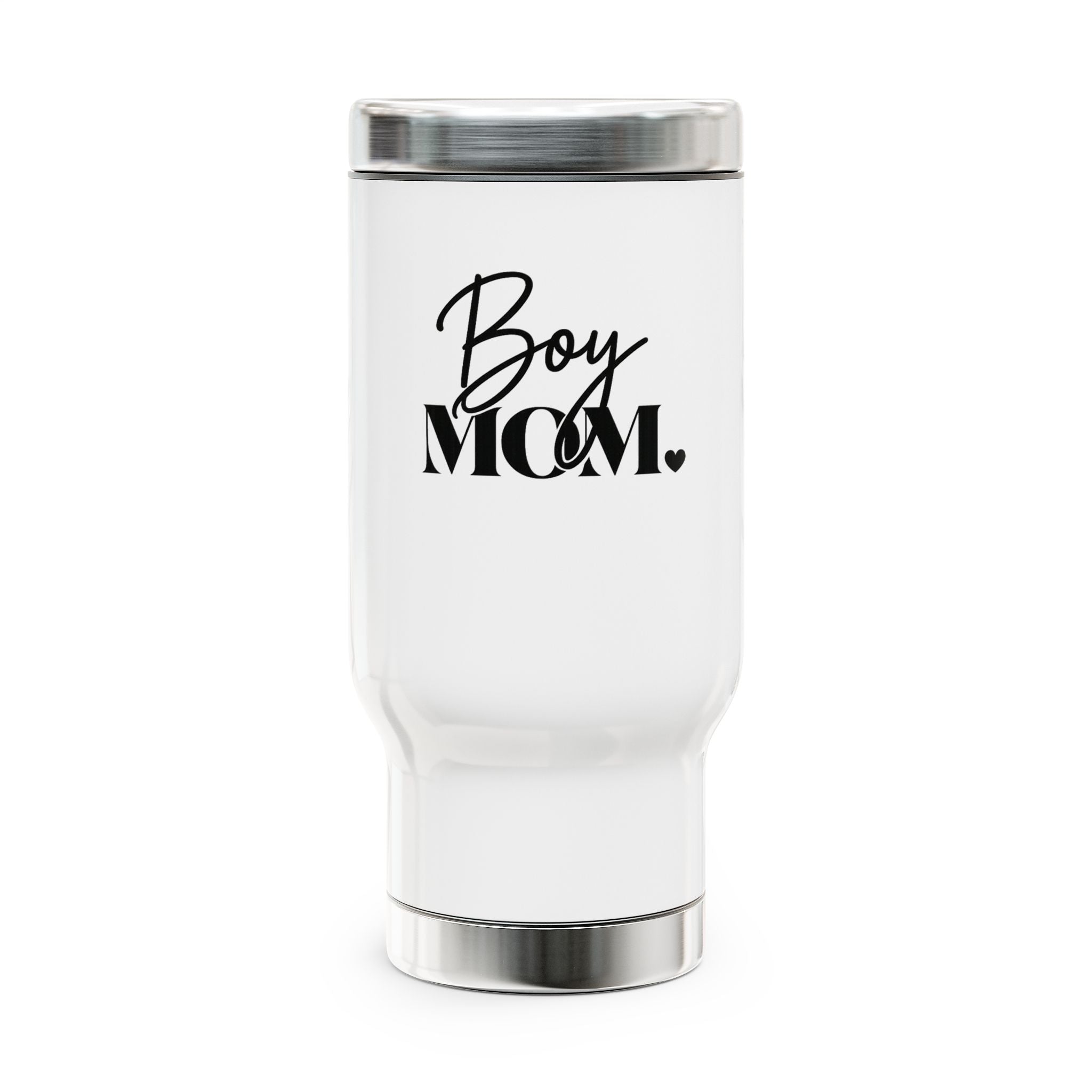 Boy Mom Stainless Steel Travel Mug with Handle - 14oz Insulated Coffee Tumbler