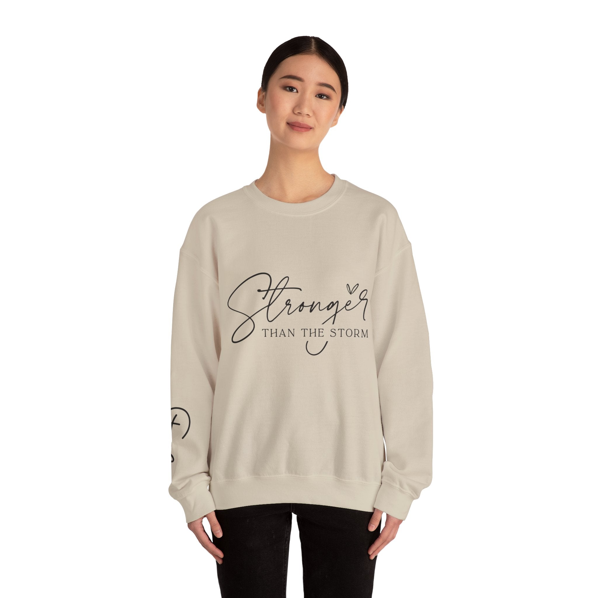 Stronger Than the Storm Sweatshirt, Inspirational Crewneck, Unisex Comfort, Gift for Her, Cozy Casual Wear