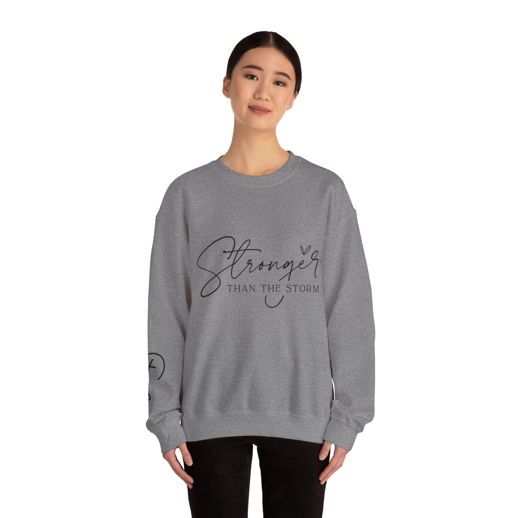 Stronger Than the Storm Sweatshirt, Inspirational Crewneck, Unisex Comfort, Gift for Her, Cozy Casual Wear