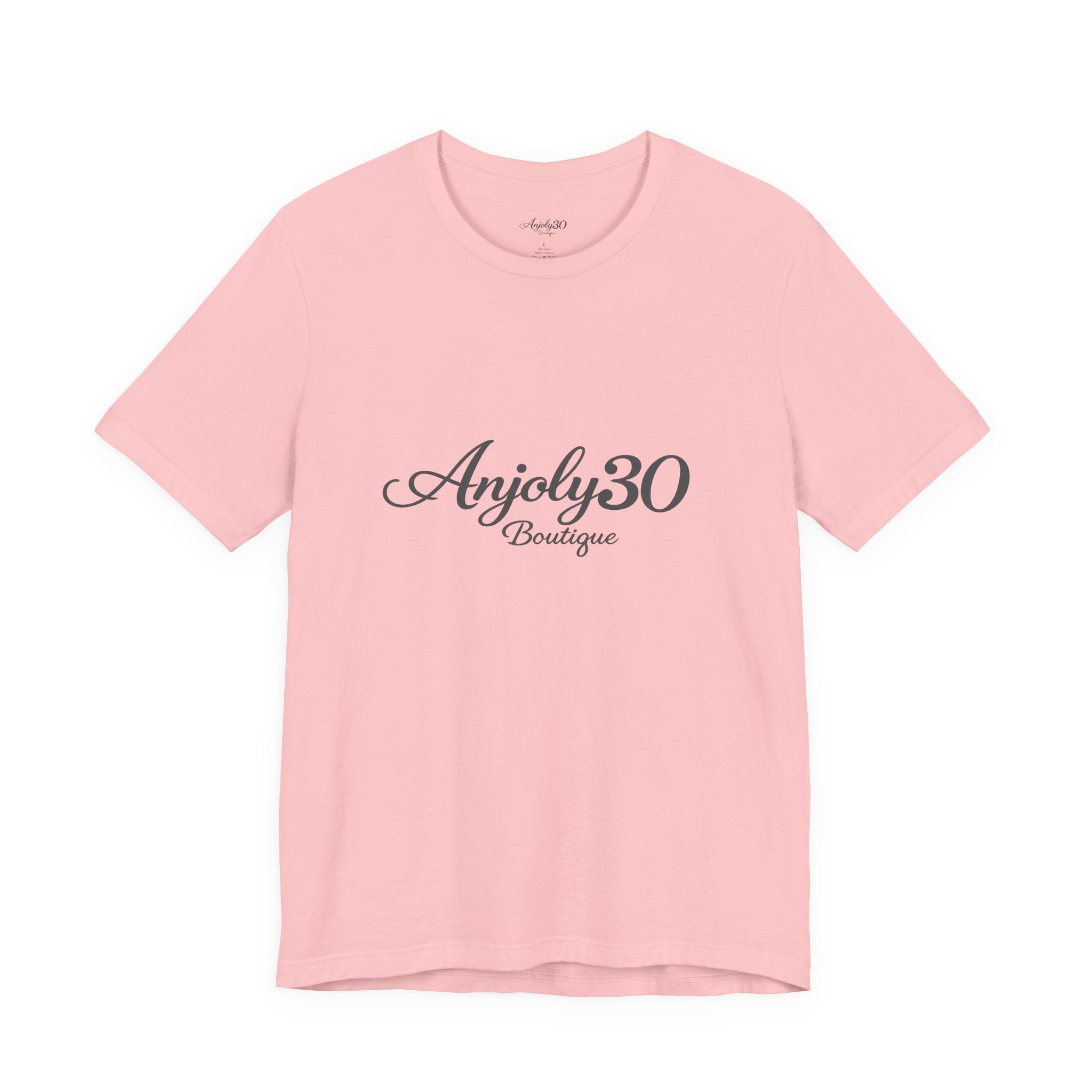 Anjoly30 Boutique Logo Tee – Elegant Script Short Sleeve T-Shirt