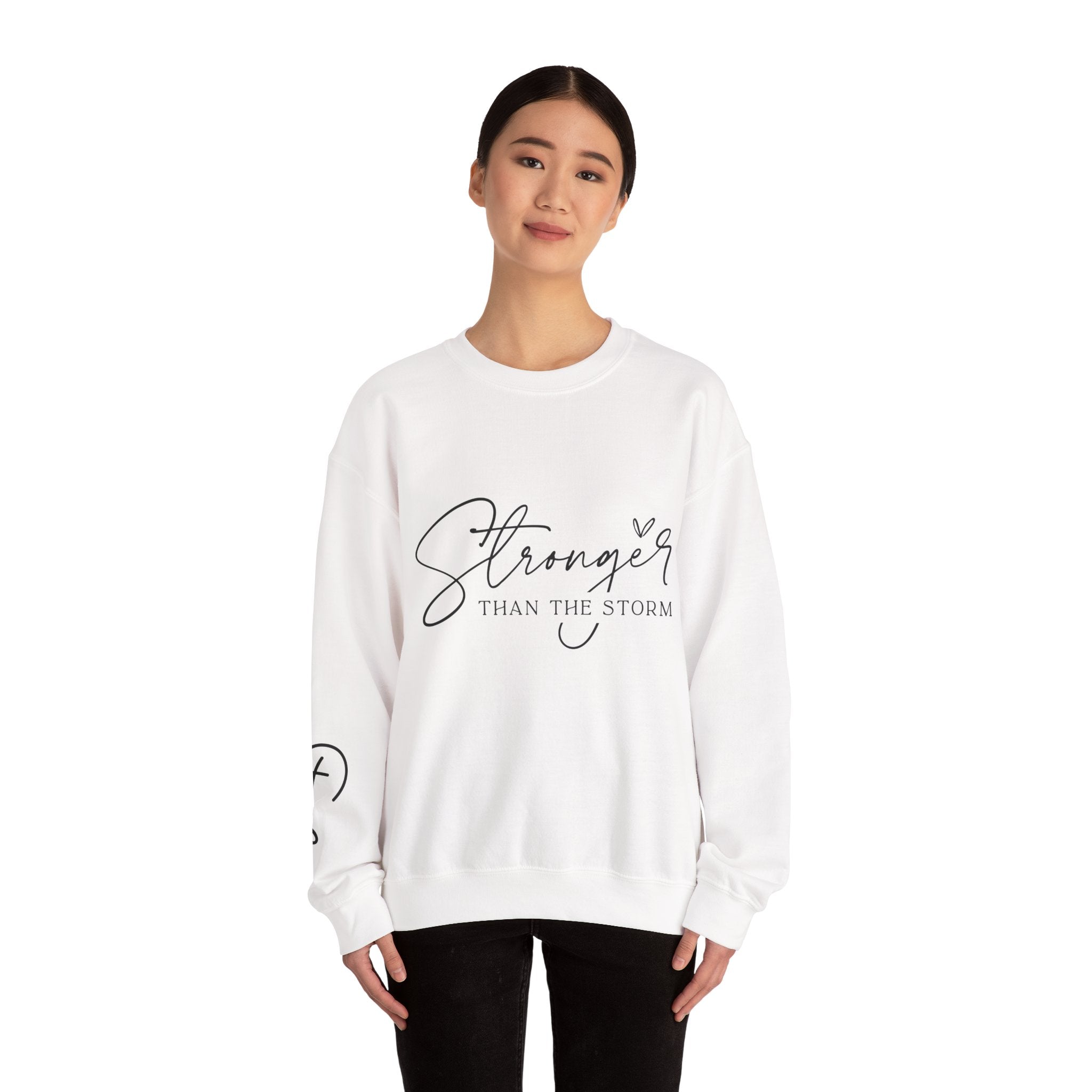 Stronger Than the Storm Sweatshirt, Inspirational Crewneck, Unisex Comfort, Gift for Her, Cozy Casual Wear