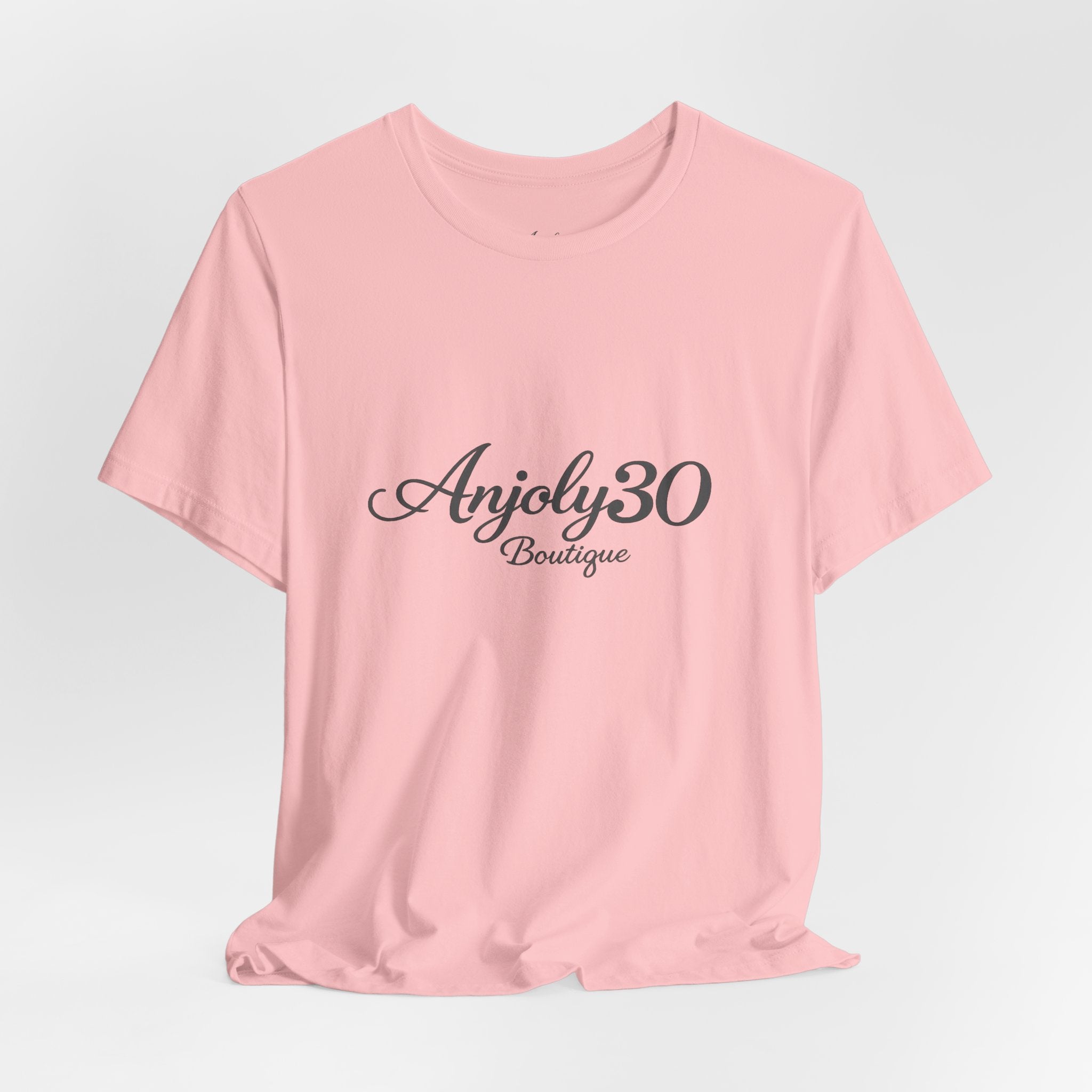 Anjoly30 Boutique Logo Tee – Elegant Script Short Sleeve T-Shirt