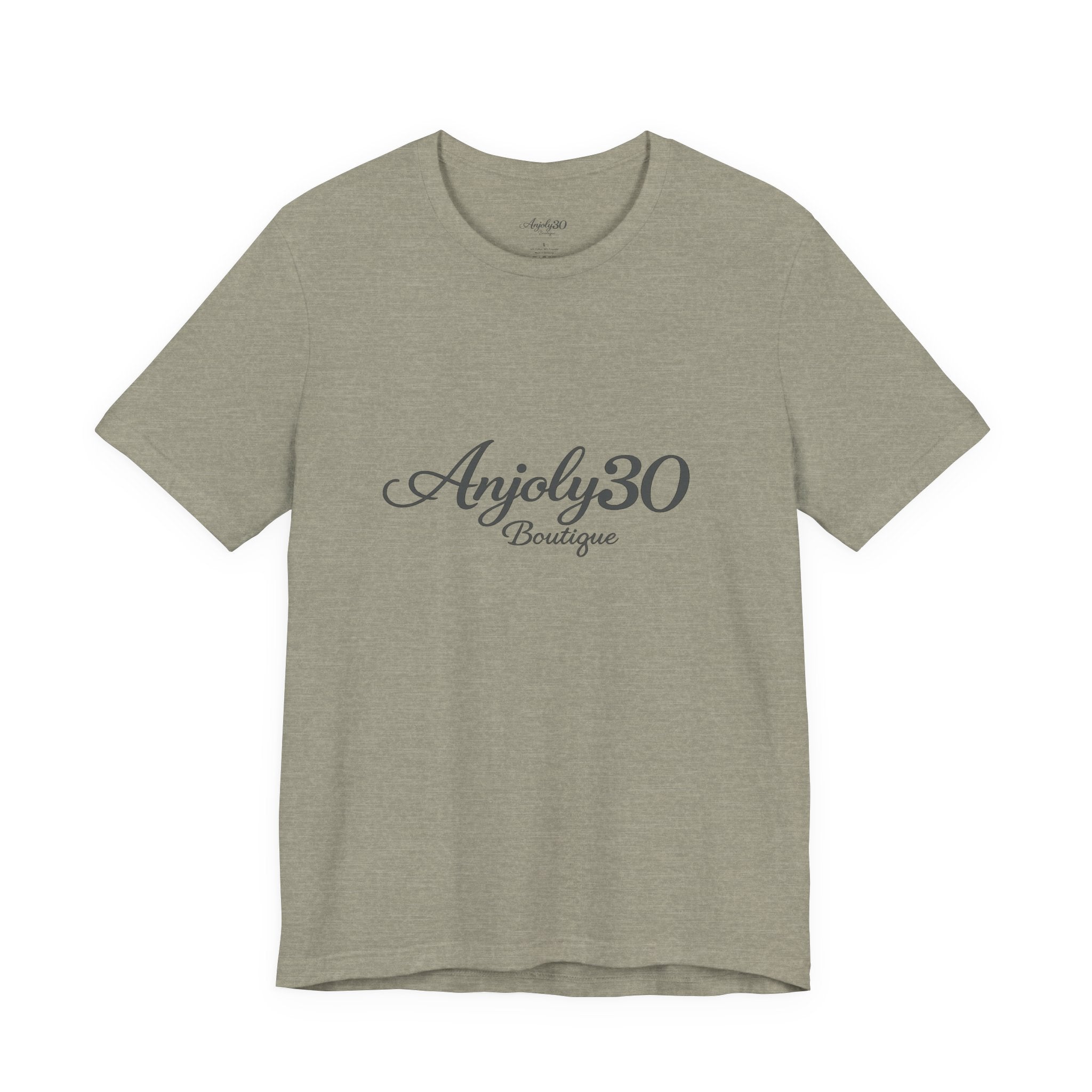 Anjoly30 Boutique Logo Tee – Elegant Script Short Sleeve T-Shirt