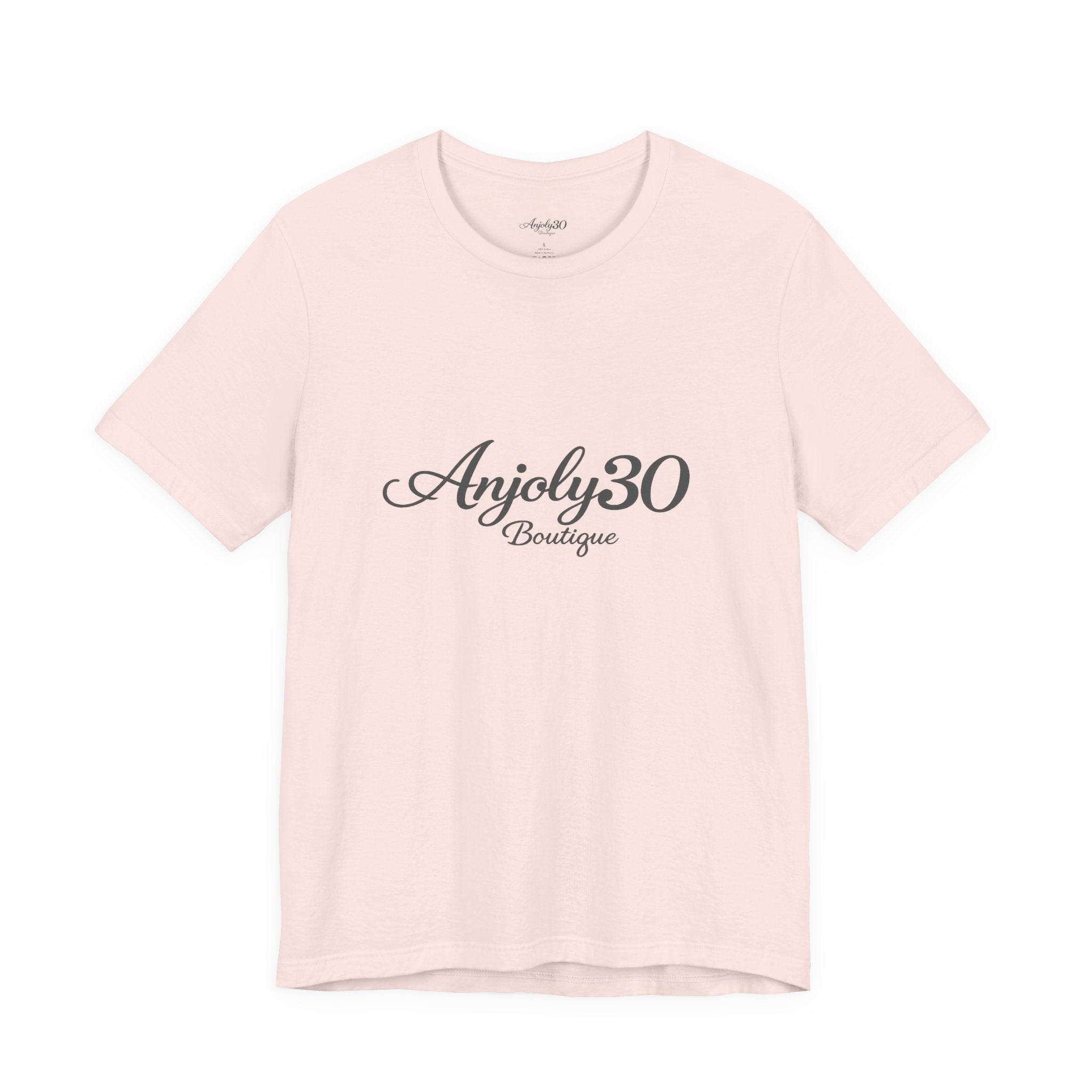 Anjoly30 Boutique Logo Tee – Elegant Script Short Sleeve T-Shirt