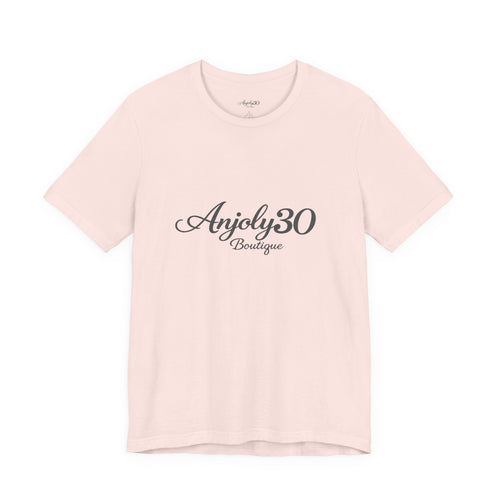 Anjoly30 Boutique Logo Tee – Elegant Script Short Sleeve T-Shirt