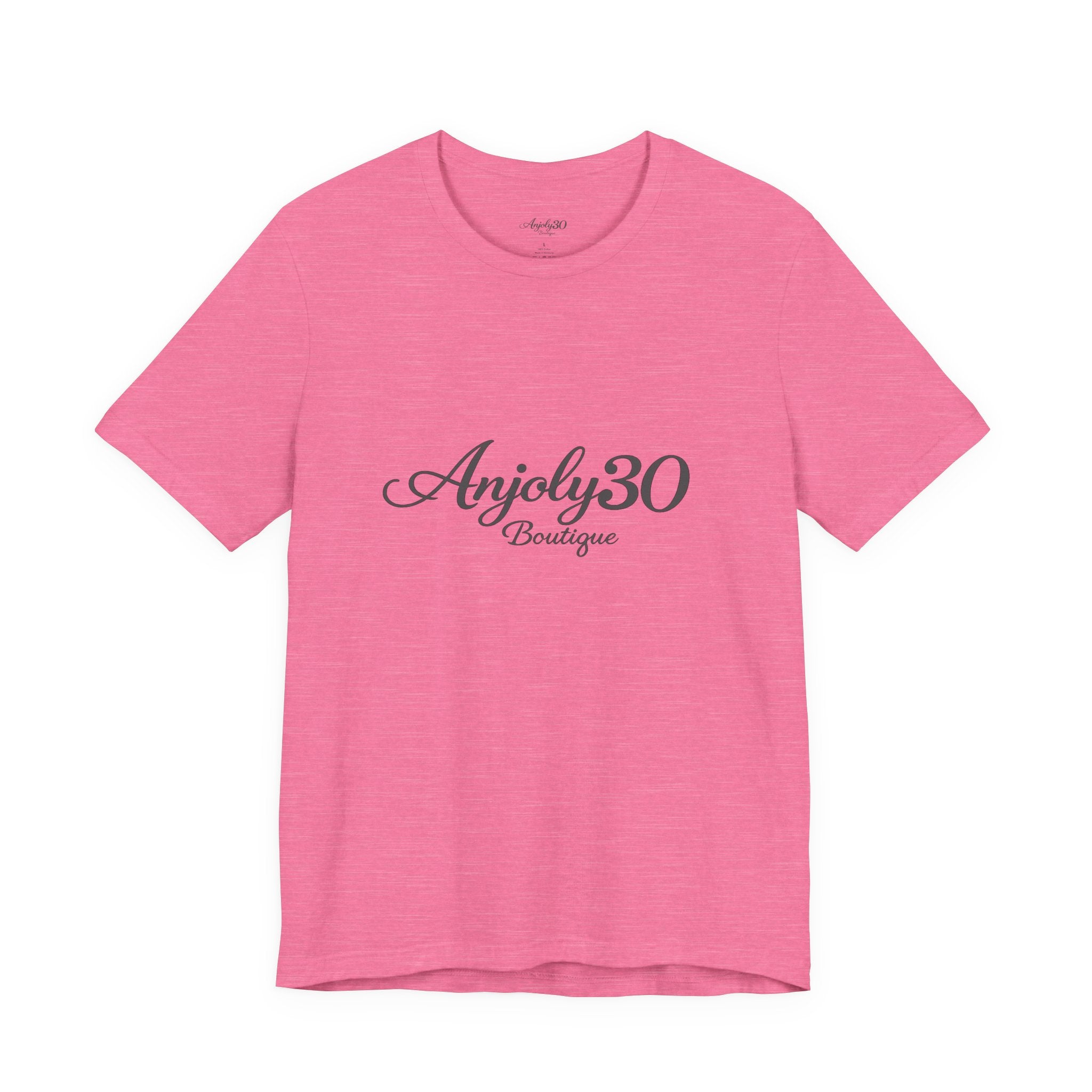 Anjoly30 Boutique Logo Tee – Elegant Script Short Sleeve T-Shirt