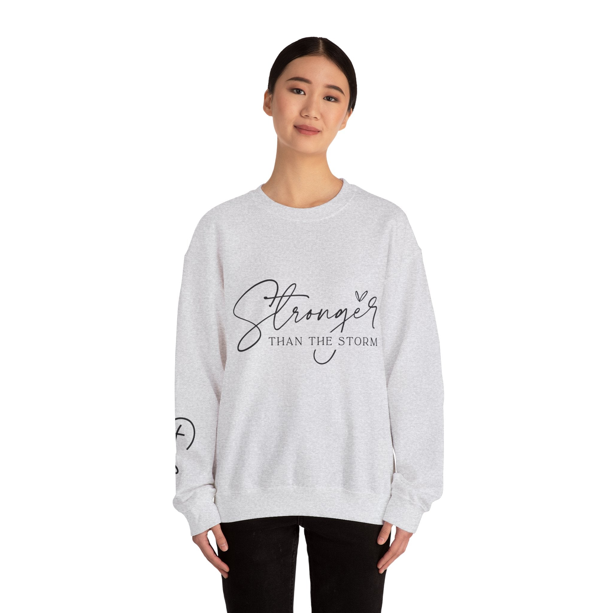 Stronger Than the Storm Sweatshirt, Inspirational Crewneck, Unisex Comfort, Gift for Her, Cozy Casual Wear