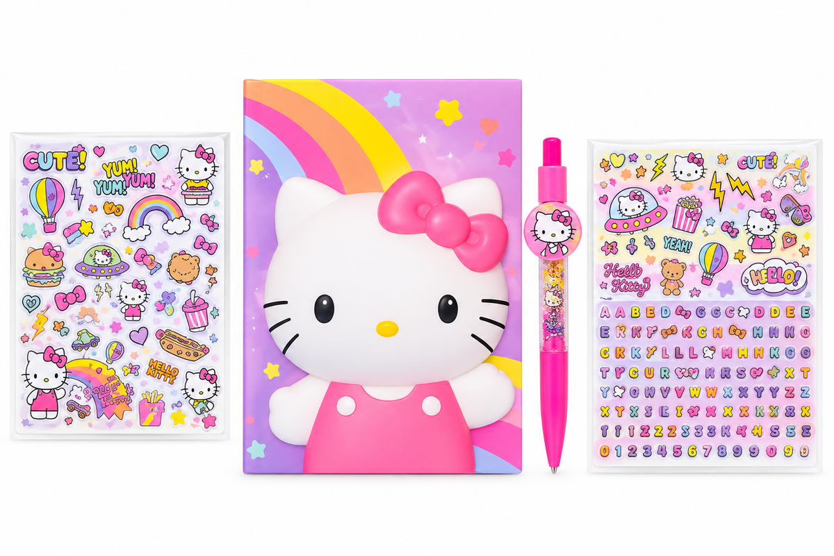 Hello Kitty Squishy Journal Set with Pen & Stickers