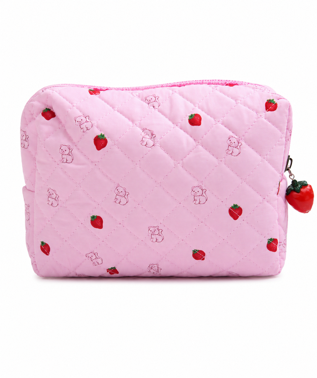 Strawberry Shortcake Quilted Makeup Bag & Sweetheart Blenders Set