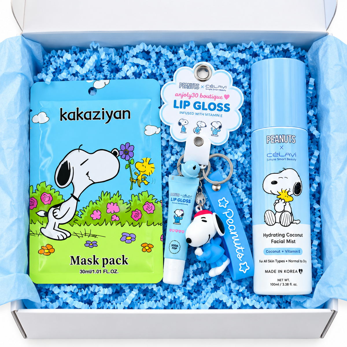 Snoopy Gift Box – Mask Pack, Lip Gloss Keychain & Facial Mistions to be added too