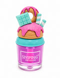 Siyiping Donut and Candy Mini Lip Gloss with pink donut and mint candy novelty cap in purple bottle