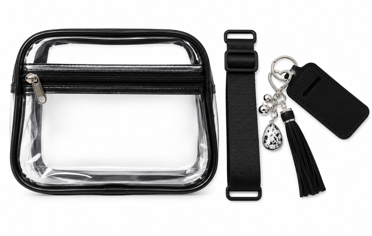 Stadium Approved Clear Purse with Black Trimming