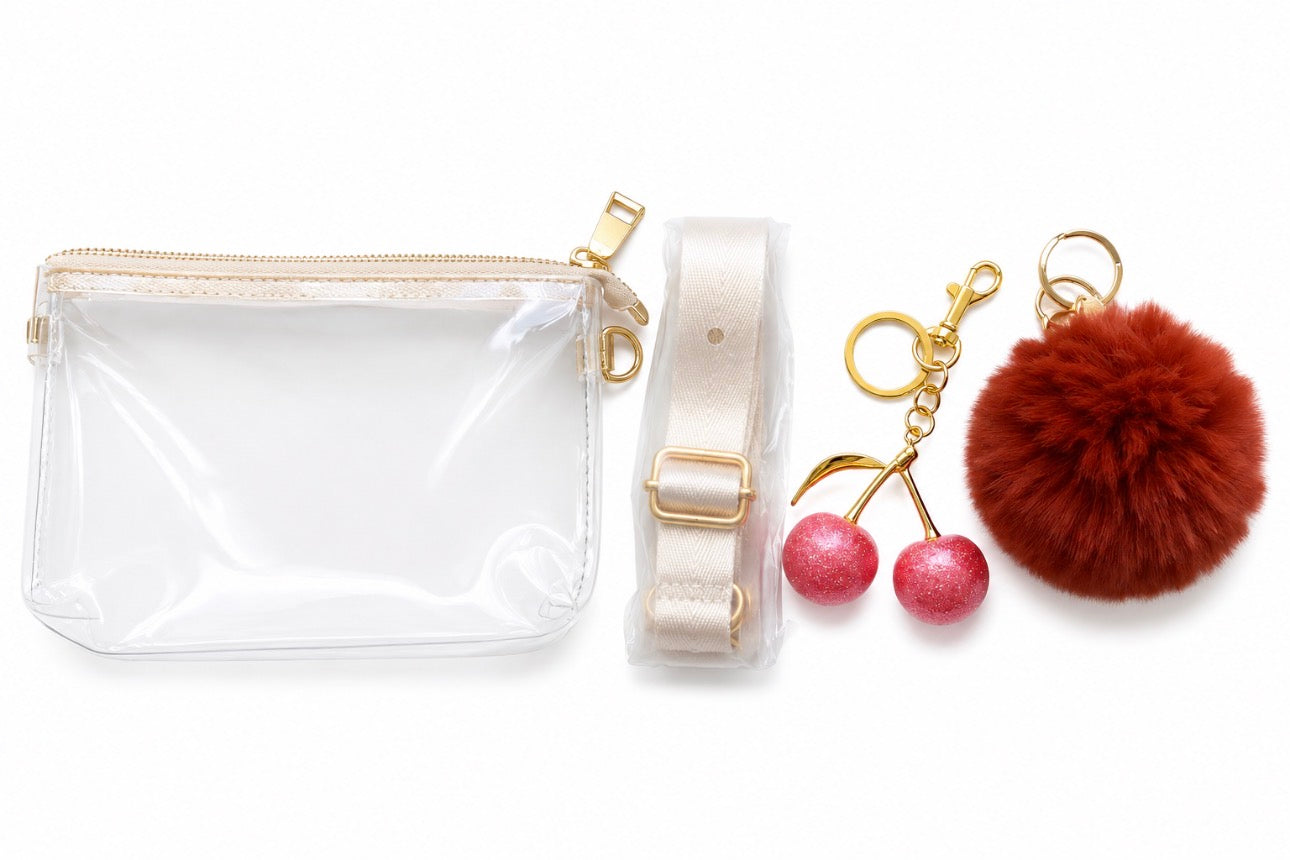 Stadium Approved Clear Purse with Khaki Trimming
